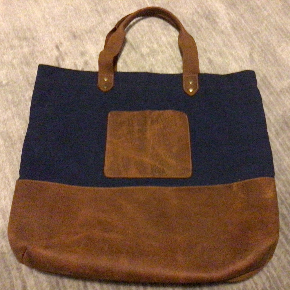 Canvas and leather tote bag